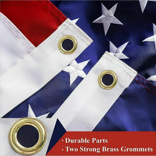 Alt view image 4 of 6 - H128  American Flag US USA | 3'x5' ft | EMBROIDERED Stars, Sewn Stripes