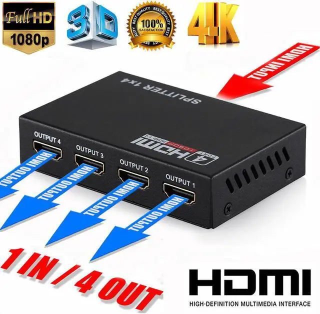 Main image of Full HD HDMI Splitter Amplifier Repeater 1080p 4K Female Switch Box 1x4 Port