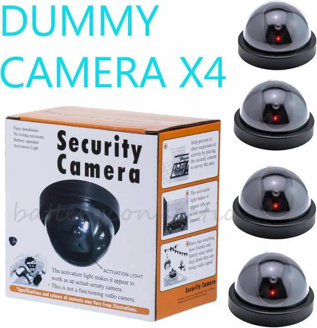 Main image of 4 Fake Dummy Dome Surveillance Security Camera with LED Sensor Light