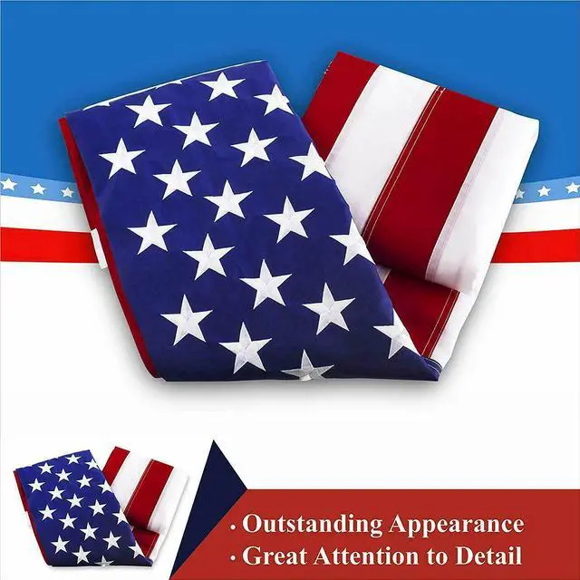 Alt view image 6 of 6 - H128  American Flag US USA | 3'x5' ft | EMBROIDERED Stars, Sewn Stripes