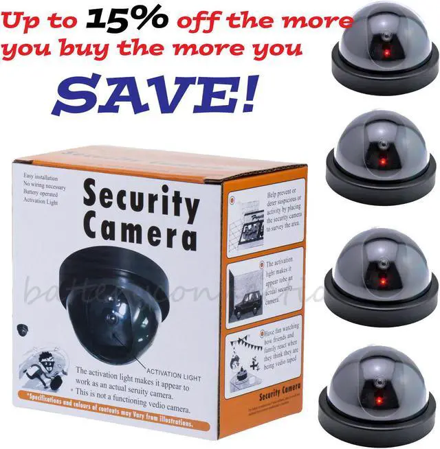 Alt view image 2 of 4 - 4 Fake Dummy Dome Surveillance Security Camera with LED Sensor Light