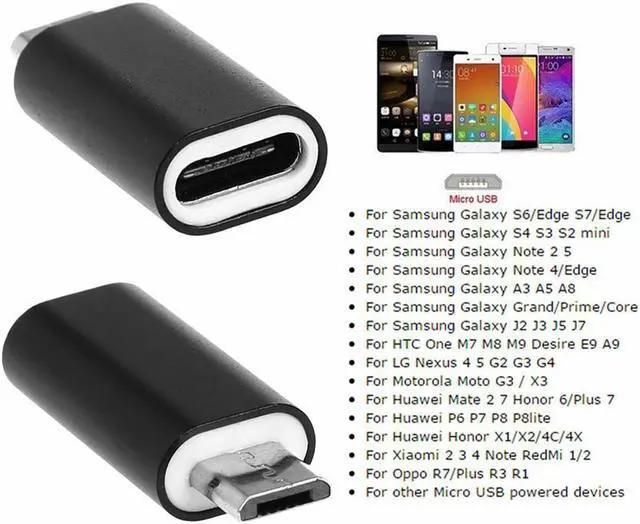 Alt view image 2 of 6 - 2 Pack USB 3.1 Type C Female to Micro USB Male Adapter Converter Connector USB-C