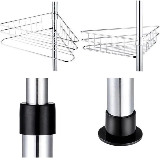 Alt view image 3 of 7 - Aquaterior 4 Tier Soap Holder Metal Corner Shelf Caddy Bathroom Wall Rack Storage Organizer