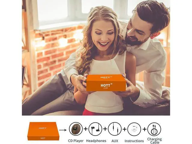 Alt view image 4 of 5 - HOTT CD611 Portable CD Player for Home Travel and Car with Stereo Headphones, Anti-Shock ,Wood Grain Pattern