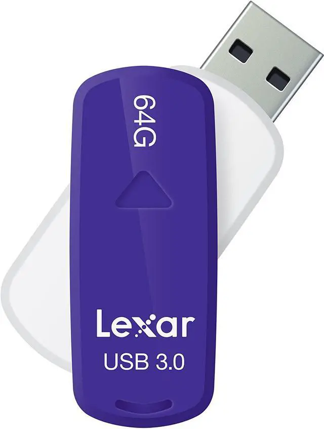 Alt view image 3 of 3 - Lexar JumpDrive S33 64GB USB 3.0 Flash Drive - LJDS33-64G-100-104  (Purple White)