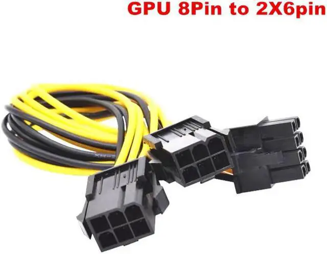 Alt view image 5 of 5 - Graphics card Dual 6Pin Male PCI-E To 8Pin Female GPU video card 2X6pin to 8pin CPU 18AWG Power Supply Cable Y-Splitter Adapter
