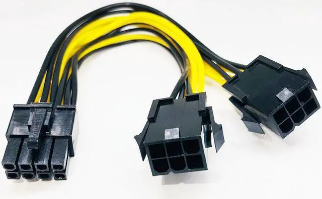 Alt view image 3 of 5 - Graphics card Dual 6Pin Male PCI-E To 8Pin Female GPU video card 2X6pin to 8pin CPU 18AWG Power Supply Cable Y-Splitter Adapter