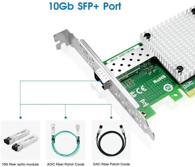 Alt view image 2 of 7 - LR-LINK 1016PF-SFP+ 10Gb PCI-E NIC Network Card, PCI Express Ethernet Card LAN Adapter Support Windows Server/Windows/Linux/ESX Intel 82599 Chip Based