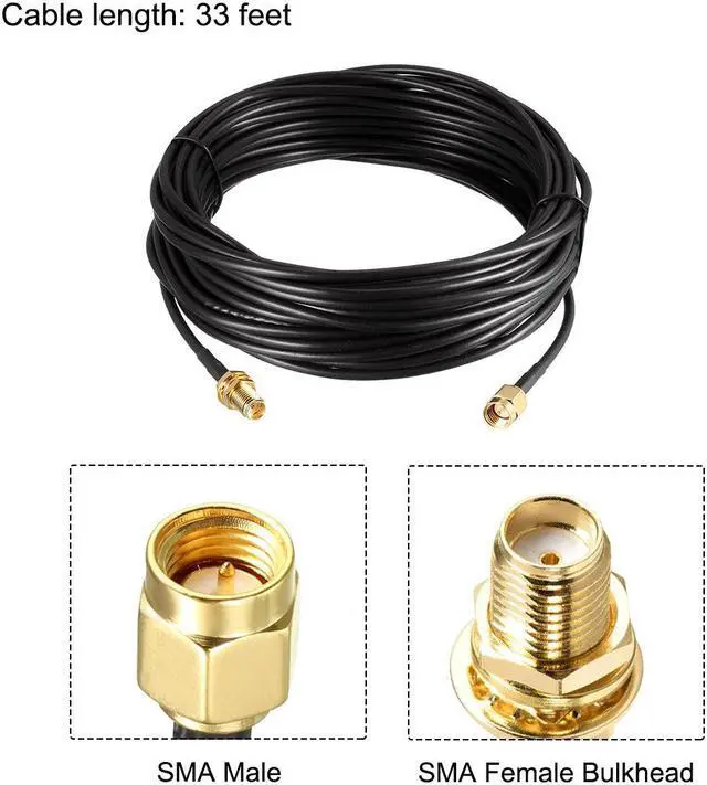 Alt view image 2 of 4 - SMA Extension Cable SMA Male to SMA Female Antenna RF Coax Cable RG174 33 ft