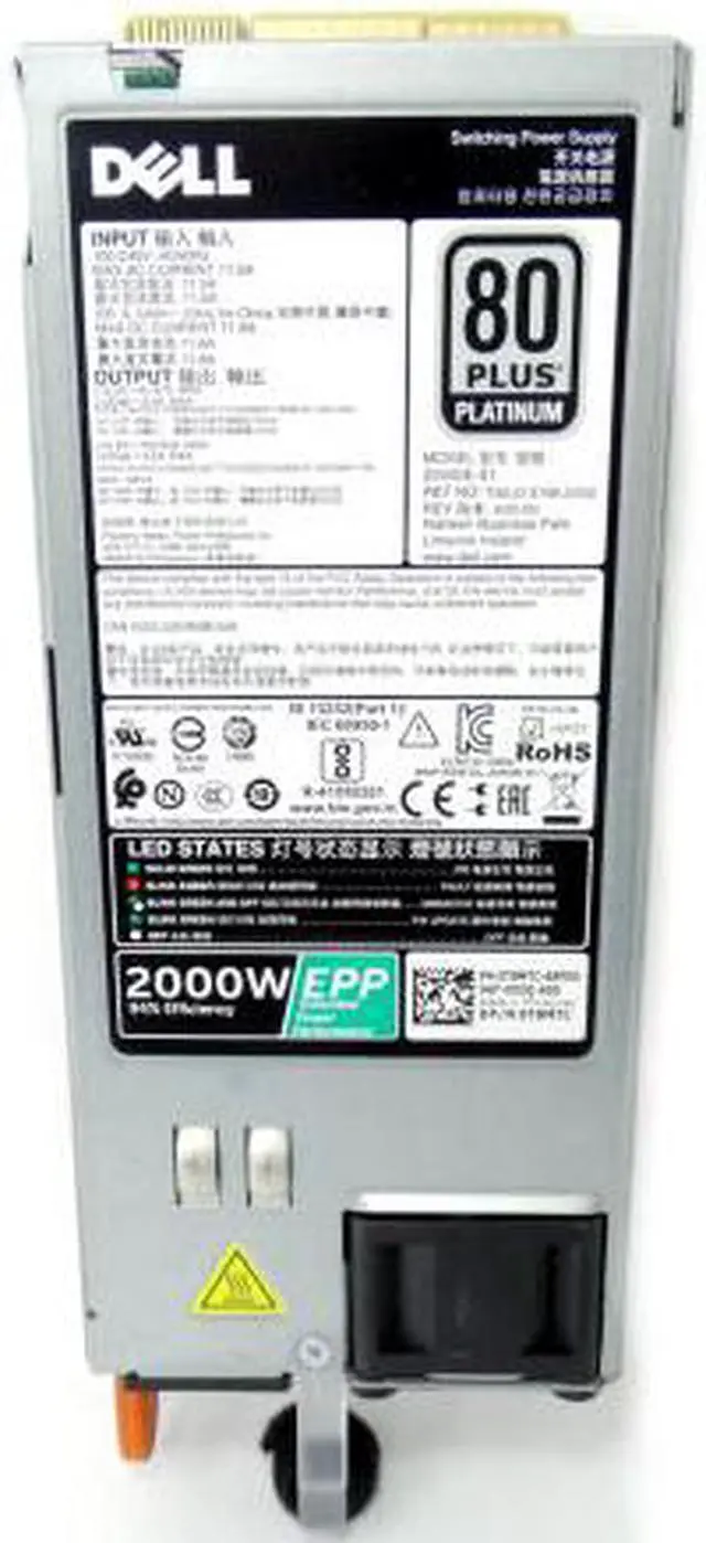 Alt view image 2 of 5 - Dell VWWF1 Hot Plug Power Supply For Select PowerEdge Servers - 2000-watt - 100 to 120 Volts - 80 Plus Certification