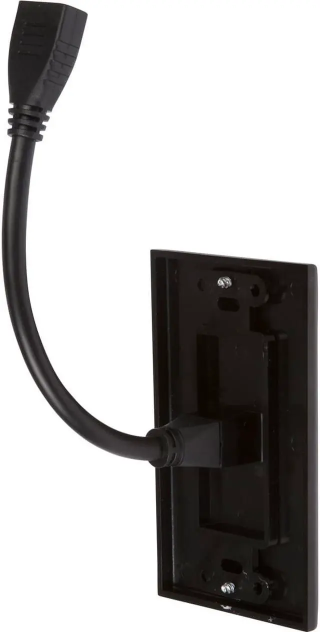 Alt view image 4 of 8 - Buyer's Point HDMI Wall Plate with 6-Inch Pigtail Built-In Flexible Hi-Speed HDMI Cable with Ethernet, 2-Piece Decora, Single Outlet Port Insert, Perfect for Home Theater Systems Pack of black