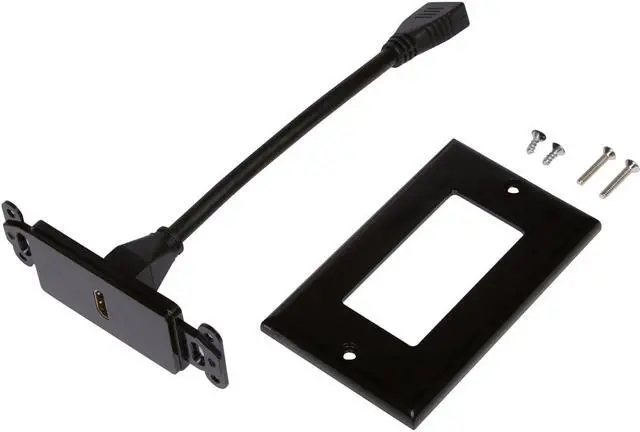 Alt view image 6 of 8 - Buyer's Point HDMI Wall Plate with 6-Inch Pigtail Built-In Flexible Hi-Speed HDMI Cable with Ethernet, 2-Piece Decora, Single Outlet Port Insert, Perfect for Home Theater Systems Pack of black