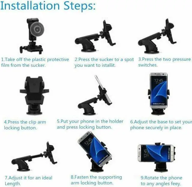 Alt view image 4 of 7 - 360° Mount Holder Car Windshield Stand For Mobile Cell Phone iPhone  GPS