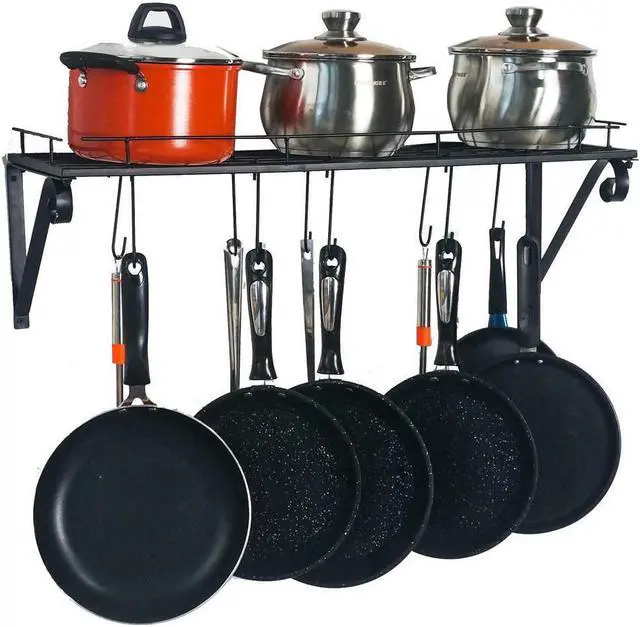 Main image of 30" Wall Mount Pot Rack Pan Stockpot Kitchen Pantry Cookware Organizer Hanging