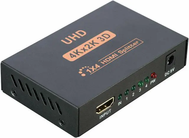 Alt view image 2 of 4 - Full HD HDMI Splitter 1X4 4 Port Hub Repeater Amplifier v1.4 3D 1080p 1 in 4 out