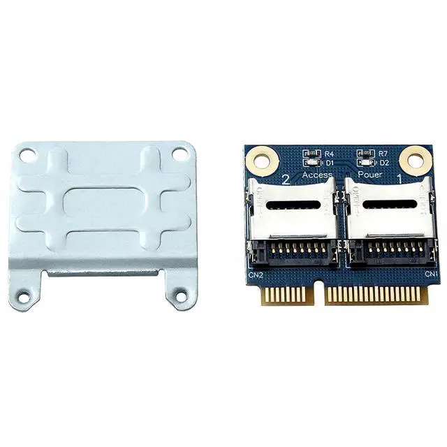 Alt view image 6 of 6 - 2 SSD HDD for Laptop Dual Micro- SD SDHC SDXC TF to Mini PCIe Memory Card Reader MPCIe to 2 Mini-Sdcards Mini Pci-E Adapter