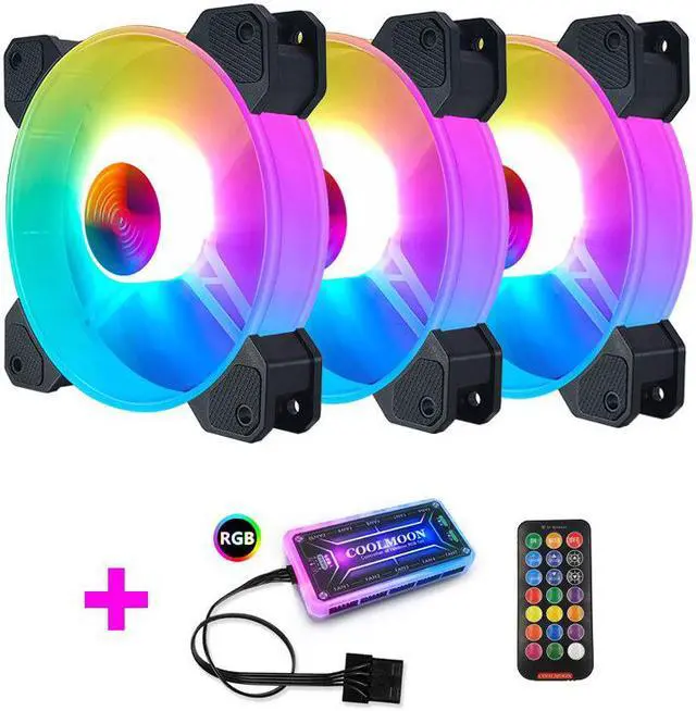 Main image of COOLMOON F-YH Computer Case PC Cooling Fan RGB Adjust 120mm Quiet + IR Remote Computer Cooler RGB CPU Case Fan Three In One
