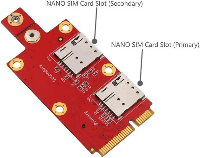 Alt view image 5 of 6 - M.2 Key B to Mini PCI-E Adapter with Dual NANO SIM Card Slot for 3G/4G/5G Module