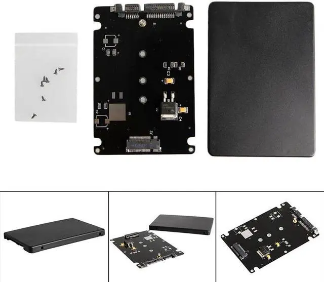 Alt view image 3 of 6 - B+M Key Socket 2 M.2 NGFF (SATA) SSD to 2.5 SATA Adapter Card with Case New
