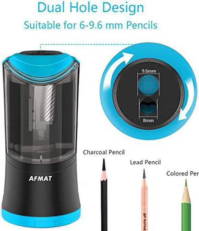 Alt view image 4 of 7 - Art Pencil Sharpener, AFMAT Charcoal Pencil Sharpener, Electric Long Point Pencil Sharpener, Artists Pencil Sharpener for 6-9.6mm Large Pencils, Rechargeable Pencil Sharpeners for Art Pencils-Blue