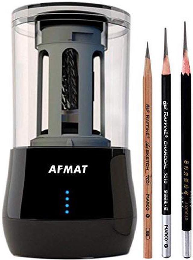 AFMAT Artist Pencil Sharpener, Charcoal Pencil Sharpener, Electric Art Pencil Sharpener, Long Point Sharpener for 6-9.6mm Large Pencils