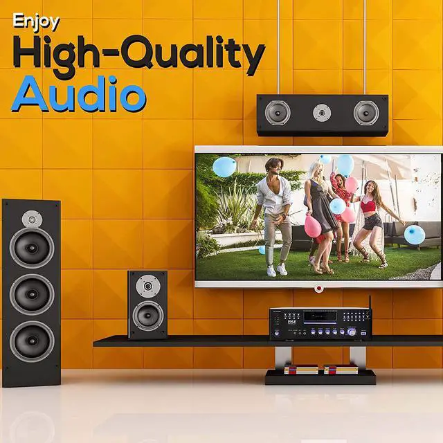 Alt view image 7 of 7 - 4 Channel Pre Amplifier Receiver - 1000 Watt Rack Mount Bluetooth Home Theater-Stereo Surround Sound Preamp Receiver W/Audio/Video System, CD/DVD Player, AM/FM Radio, MP3/USB Reader - Pyle PD1000BT