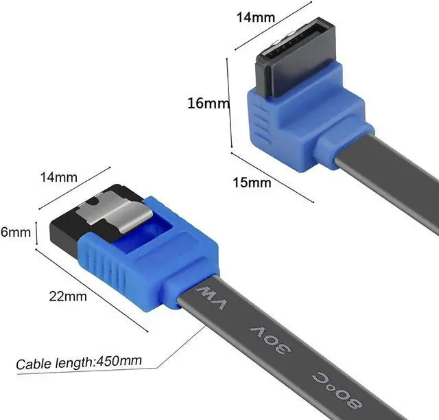 Alt view image 4 of 6 - BENFEI SATA Cable III, 3 Pack SATA Cable III 6Gbps 90 Degree Right Angle with Locking Latch 18 Inch for SATA HDD, SSD, CD Driver, CD Writer - Black