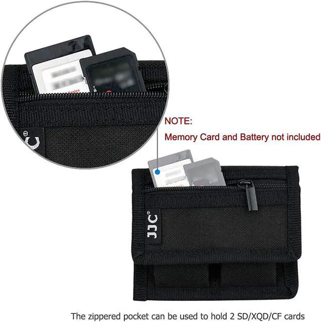 Alt view image 4 of 7 - (3 Pockets) DSLR Battery and Memory Card Holder Pouch,Camera Battery and SD CF XQD Card Storage Case for AA Battery and LP-E6 LP-E10 LP-E12 LP-E17 EN-EL14 EN-EL15 NP-FW50 NP-F550 NP-FZ100 Battery