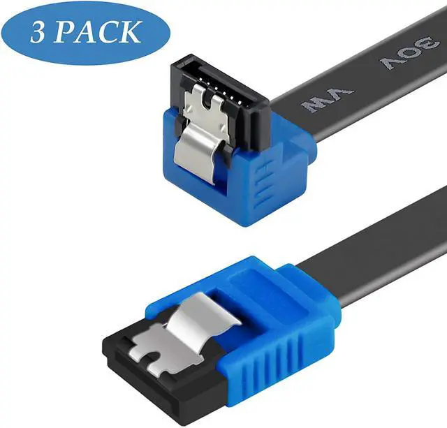 Main image of BENFEI SATA Cable III, 3 Pack SATA Cable III 6Gbps 90 Degree Right Angle with Locking Latch 18 Inch for SATA HDD, SSD, CD Driver, CD Writer - Black
