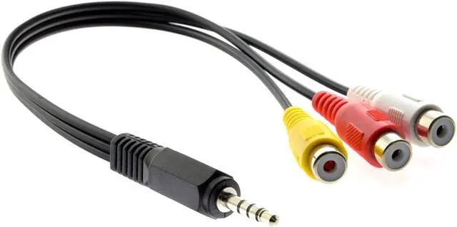 Alt view image 4 of 5 - CY 3.5mm 1/8" Male Stereo Car AUX to 3 RCA AV Female Cord Audio Video Composite Cable 20cm