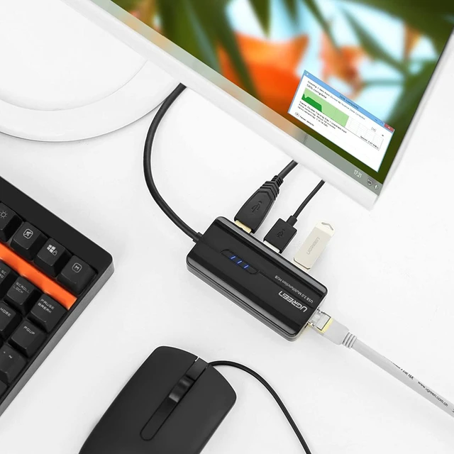 Alt view image 7 of 7 - UGREEN USB 3.0 Hub Ethernet Adapter 10/100/1000 Gigabit Network Converter with USB 3.0 Hub 3 Ports for Nintendo Switch, Windows Surface Pro, MacBook Air/Retina, iMac Pro, Chromebook, PC