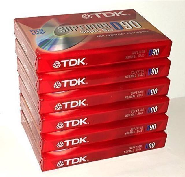 TDK Superior Normal Bias D90 blank cassette tapes (Pack of 6