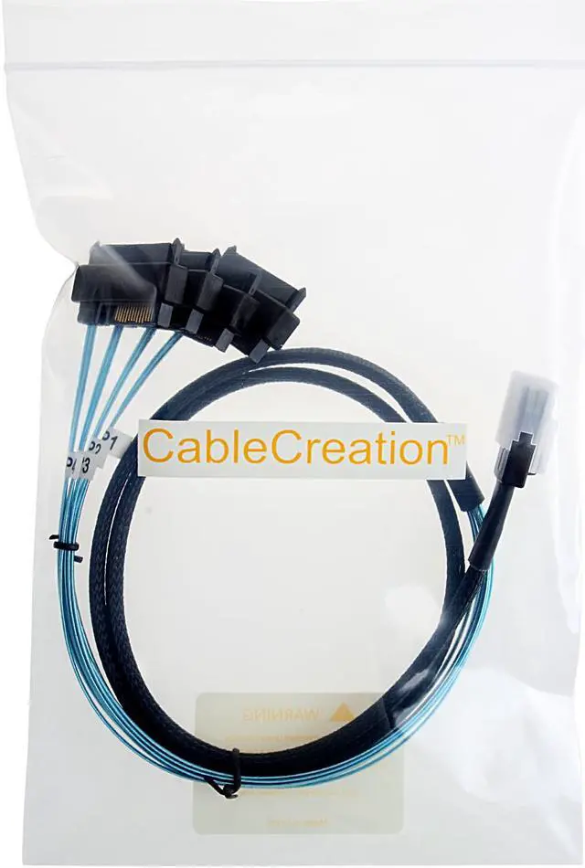 Alt view image 4 of 4 - CableCreation Mini SAS Cable with SATA Power, Internal Mini SAS 36 Pin to 4 x 29 Pin Cord with SATA Power, SFF-8087 to SFF-8482 Cable, 3.3 FT