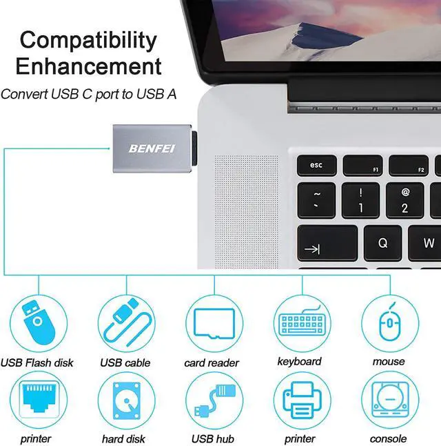 Alt view image 4 of 6 - USB C to USB 3.0 Adapter 3 Pack,Benfei USB C to A Male to Female Adapter, Compatible with MacBook 2018 2017 2016, Samsung Galaxy Note 8, Galaxy S8 S8+ S9, Google Pixel, Nexus, and More