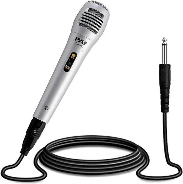 Main image of Pyle Wired Dynamic Microphone-Professional Moving Coil Unidirectional Handheld Mic with Built-in Acoustic Pop Filter, XLR Connector, Silver, Apple (PDMIK1)
