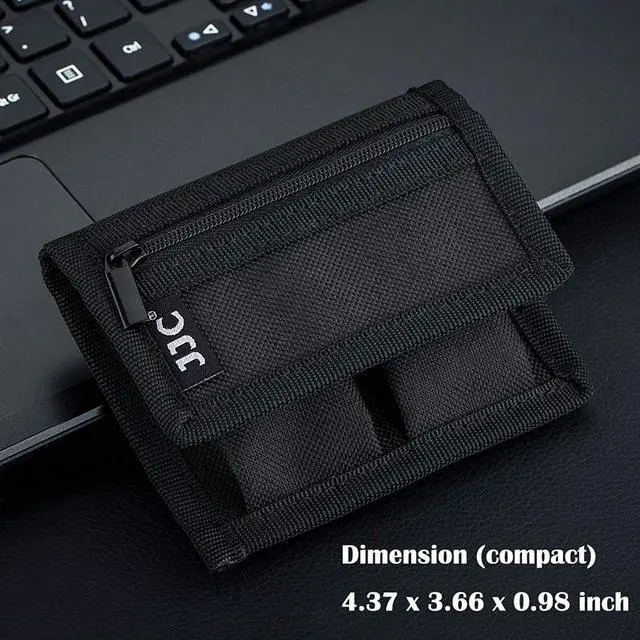 Alt view image 6 of 7 - (3 Pockets) DSLR Battery and Memory Card Holder Pouch,Camera Battery and SD CF XQD Card Storage Case for AA Battery and LP-E6 LP-E10 LP-E12 LP-E17 EN-EL14 EN-EL15 NP-FW50 NP-F550 NP-FZ100 Battery