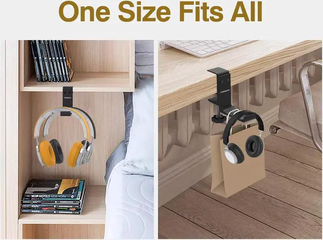 Alt view image 3 of 7 - MoKo Headphone Stand, Universal Aluminum Headphone Foldable Hanger Adjustable Headset Stand Clamp Mount Desk Hook Holder for All Headphone Sizes, Sennheiser, Audio-Technica, Gaming Headphones - Black