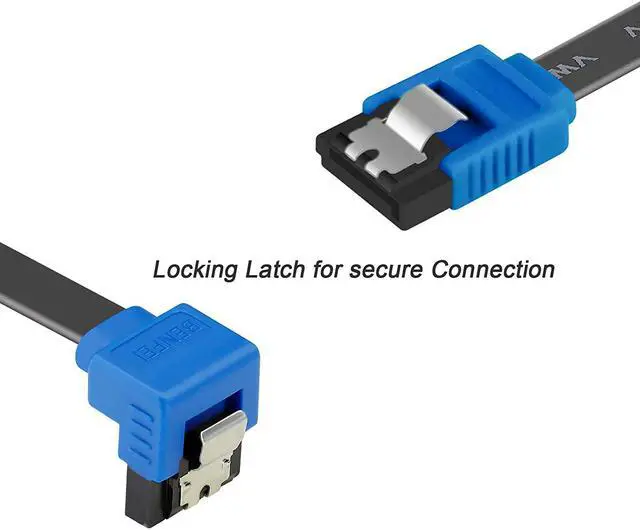 Alt view image 3 of 6 - BENFEI SATA Cable III, 3 Pack SATA Cable III 6Gbps 90 Degree Right Angle with Locking Latch 18 Inch for SATA HDD, SSD, CD Driver, CD Writer - Black