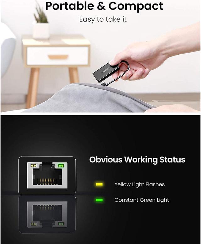 Alt view image 7 of 7 - UGREEN Ethernet Adapter USB 2.0 to 10/100 Network RJ45 LAN Wired Adapter for Nintendo Switch, Wii, Wii U, MacBook, Chromebook, Windows 10, 8.1, Mac OS, Surface Pro, Linux ASIX AX88772 Chipset (Black)