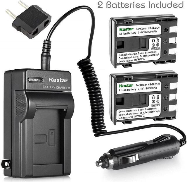 Kastar NB-2L Battery (2-Pack) and Charger Kit for Canon NB-2L NB