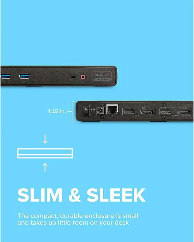 Alt view image 5 of 7 - VisionTek VT4000 Universal Dual 4K Laptop Monitor Docking Station, Dual UHD Video, HDMI, DisplayPort, USB 3.0, USB-C, RJ45 Ports, for Mac & Windows (901005)