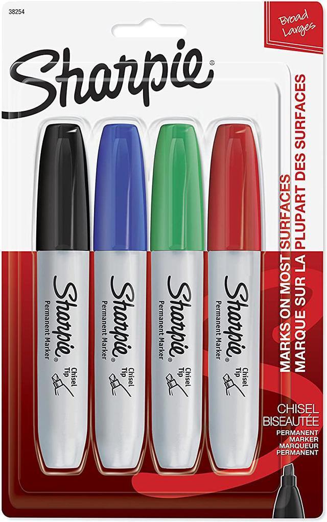 Sharpie Broad Chisel Tip Permanent Marker 4 Pack - Multi-Color, 4