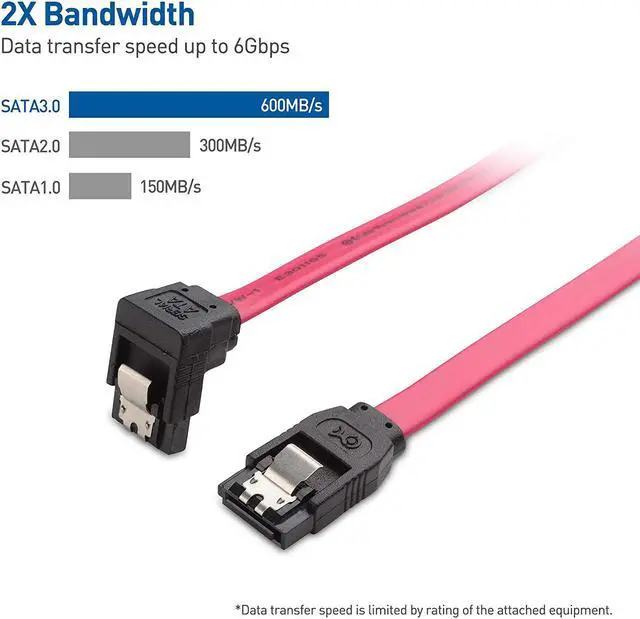 Alt view image 3 of 7 - Cable Matters 3-Pack 90 Degree Right Angle SATA Cable 18 Inches (6.0 Gbps SATA III Cable, SATA Cable for SSD, SATA SSD Cable, SATA 3 Cables) Red