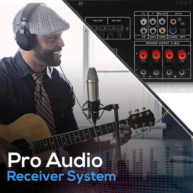 Alt view image 4 of 7 - 4 Channel Pre Amplifier Receiver - 1000 Watt Rack Mount Bluetooth Home Theater-Stereo Surround Sound Preamp Receiver W/Audio/Video System, CD/DVD Player, AM/FM Radio, MP3/USB Reader - Pyle PD1000BT