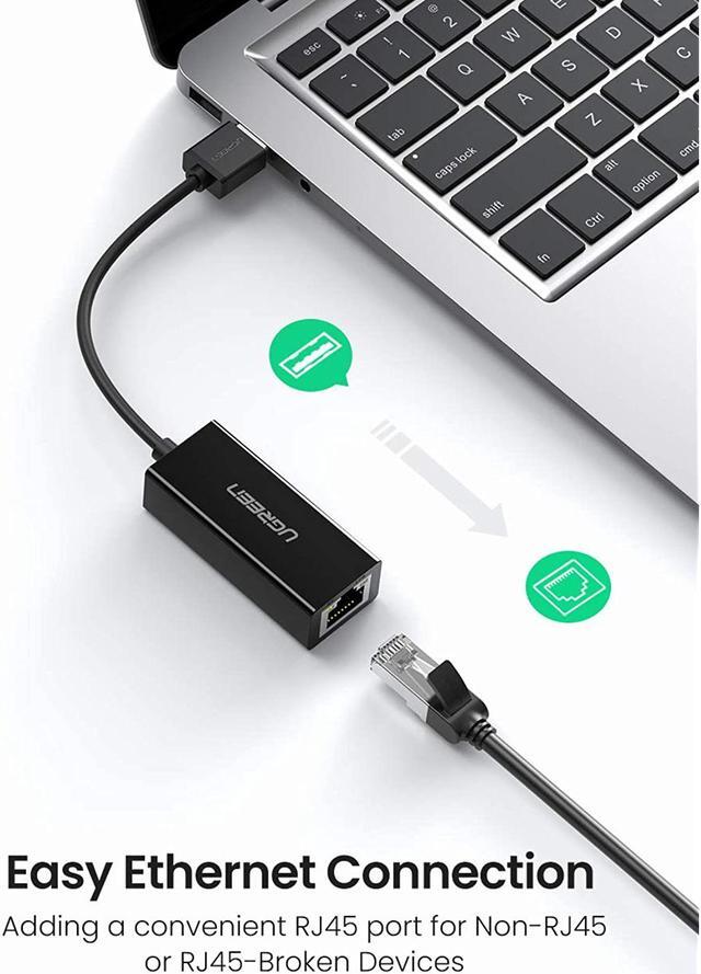 Alt view image 2 of 7 - UGREEN Ethernet Adapter USB 2.0 to 10/100 Network RJ45 LAN Wired Adapter for Nintendo Switch, Wii, Wii U, MacBook, Chromebook, Windows 10, 8.1, Mac OS, Surface Pro, Linux ASIX AX88772 Chipset (Black)