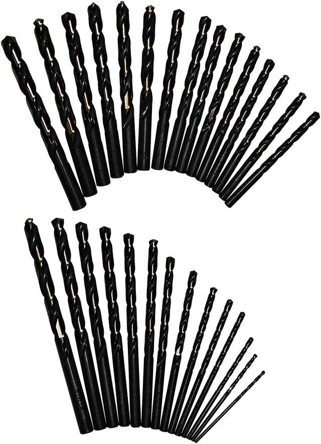Alt view image 2 of 7 - Drill America 29 Piece Heavy Duty High Speed Steel Drill Bit Set with Black and Gold Finish in Round Case (1/16" - 1/2" x 64ths), KFD Series