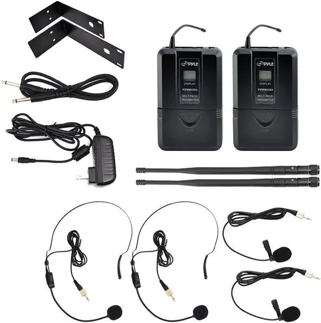Alt view image 5 of 6 - Pyle UHF Wireless Microphone & Rack Mountable Receiver System 2 Belt Packs, 2 Lavelier/Lapel MIC Travel Case 16 Channel Frequency Independent Channel Volume Control LCD Digital Display - PDWM3365.5