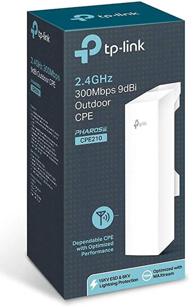 Alt view image 6 of 6 - TP-Link Long Range Outdoor Wifi Transmitter – 2.4GHz, 300Mbps, High Gain Mimo Antenna, 5km+ Point to Point Wireless Transmission, PoE Powered w/ PoE Adapter Included, WISP Mode (CPE210)
