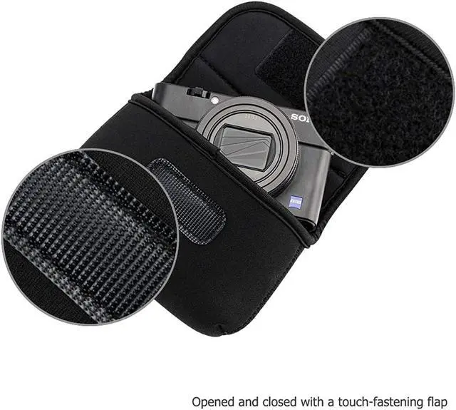 Alt view image 6 of 7 - Compact Camera Case Pouch for Sony RX100 VII VA VI V IV III II Canon G7X III II G9X II SX740 SX730 SX720 Ricoh GRIII GR3 GRII Olympus TG-6 TG-5 TG-4 TG-3, w/Zippered Pocket & Battery Pocket - Black