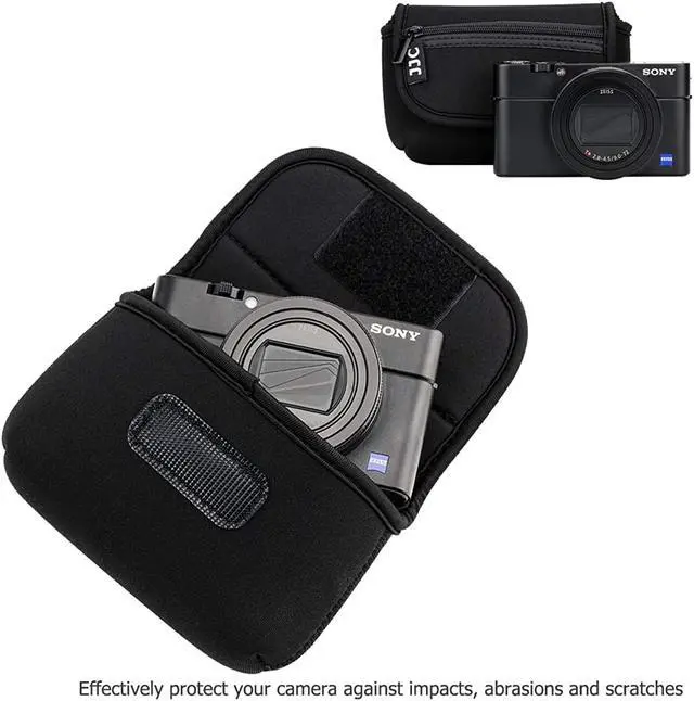 Alt view image 5 of 7 - Compact Camera Case Pouch for Sony RX100 VII VA VI V IV III II Canon G7X III II G9X II SX740 SX730 SX720 Ricoh GRIII GR3 GRII Olympus TG-6 TG-5 TG-4 TG-3, w/Zippered Pocket & Battery Pocket - Black
